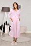 Pink Lace Maternity Nightgown Set with Dressing Gown Effortt - 2