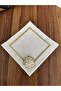 6 Pearl Embroidered Gold and Ecru Square Cocktail Napkins - 4