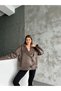 Shiny Buttoned Plush Laminated Leather Coat - 6