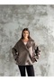 Shiny Buttoned Plush Laminated Leather Coat - 4
