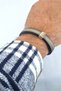 Men's Leather Bracelet with Steel Rope Detail - 2