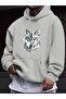 Uni̇Sex Wolf Printed Hooded Sweatshi̇Rt