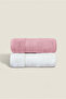 Towel Set of 2 100% Cotton Certified, Hand / Face / Kitchen Towel Set Pink - White - 50X80Cm - 6