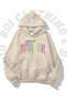 Unisex Hustle Rainbow Design Printed Oversize Hooded Sweatshirt with Pockets 3 Thread Raster Hoodie