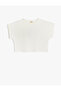 T-Shirt Short Sleeve Crew Neck Butterfly Embroidered Cotton