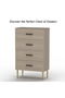 Wooden Chest Drawer with 4 Drawers Cabinet for Living Room-Beige Grey Lorenzo Oak - 4