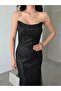 Black Sequin Sequin Embroidered Strapless Evening Dress - 5