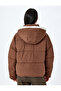 Hooded Faux Fur Lined Puffer Jacket with Zipper - 4
