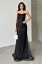 Black Sequin Sequin Embroidered Strapless Evening Dress