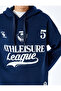 Raised Hooded College Printed Oversize Sweatshirt - 5