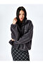 Zippered Stand Collar Oversize Plush Sweatshirt with Pocket Detail