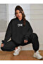 Women's One Printed Sweatshirt Tracksuit Bottom Top Set - 2