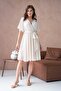 Short Sleeve Straight Chiffon Dress - 4
