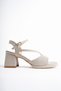 Women's Bronze Silvery Stylish Thick Heeled Shoes - 5