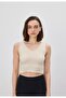 Women's Cream Color V-Neck Crop Blouse - 3