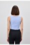 Women's Light Blue V-Neck Crop Blouse - 4