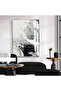 Hari̇kabi̇rev | Black-Gray Wave Pattern Abstract Model 2 | Framed Tempered Glass Table Single Vertical