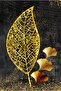 Hari̇kabi̇rev | Gold-Black Leaf Patterned Model 02 | Framed Tempered Glass Table Single Vertical - 2