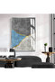 Hari̇kabi̇rev | Abstract Gray-Gold-Blue Elegant Loved Pattern 1 | Framed Tempered Glass Table Single Vertical