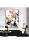 Hari̇kabi̇rev | Beige-Black-White Flower Patterned Model 1 | Framed Tempered Glass Table Single Vertical