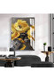 Hari̇kabi̇rev | Soft Gray-Yellow Rose Patterned Model 1 | Framed Tempered Glass Table Single Vertical