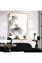 Hari̇kabi̇rev | Abstract Black-White Gold Patterned Model Ii | Framed Tempered Glass Table Single Vertical