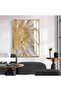 Hari̇kabi̇rev | Gray-Gold Abstract Patterned Model 02 | Framed Tempered Glass Table Single Vertical