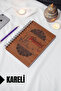 Istanbul Themed Wooden Cover Notebook - Checkered Notebook - Agenda - School Notebook (A5 - 120 Pages)