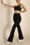 Premium Fleece Lined, High-Waisted, Diver, Spanish Style, Gathering, Winter Knitted Leggings, Black - 4
