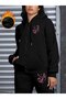 Women's Pink Heart Printed Hooded Tracksuit Set