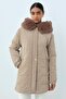 Beijing Mobile Fur Hooded Quilted Coat - 3
