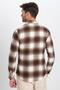 Men's Slim Fit Slim Fit Double Pocket Checked Winter Lumberjack Shirt - 5