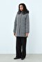 Mobile Fur Hooded Quilted Coat Gray