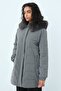Mobile Fur Hooded Quilted Coat Gray - 2