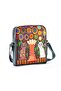 Large Postman Shoulder Bag with Vase and Cat Figure Ethnic Bohemian Style - Green