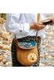 Owl Figured Design Cross Braided Shoulder Bag Mustard and Wallet Mustard Combination - 6