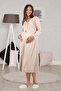 Milky Brown Lace Detailed Maternity Nightgown Effortt