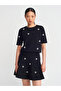 80119 Elastic Waist Stone Embroidered Knit Skirt-Black - 3