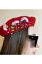 Handmade Pink Floral Embroidered Red Painter Beret - Design Gift Valentine's Day Gift - 2