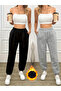 Double Gray Black Tracksuit Set with Elastic Cuffs Jogger Yxyustessport