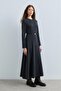 Navy Blue Belted Knitted Dress - 6