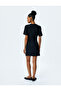 Scoop Neck Short Sleeve A-Line Pleated Mini Dress with Accessory Detail - 4