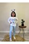 Children's Kuromi Patterned Pajamas Set Comfortable and Cotton Pajamas Set with Six Ribbed Printed Top