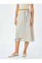Binding Detail Midi Length Double Breasted A-Line Skirt - 3