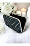 Navy Blue Color Stone Women's Evening Dress Bag - 3