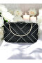 Black and Silver Stone Metal Handle Women's Evening Dress Bag - 5
