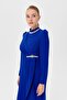 Cobalt blue Colorful Stone Detailed Flounced Dress - 4