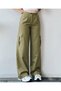High Waist Women's Palazzo Trousers - Cargo Pocket, Khaki Beige - 2
