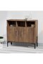 Medium Height Cabinet with 2 Door Storage and 3 Open Shelf-Truffle Davos Oak - 3