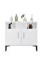 Medium Height Cabinet with 2 Door Storage and 3 Open Shelf-White
